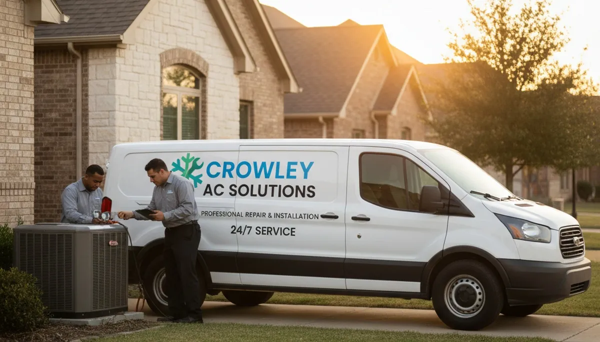 HVAC technician performing AC repair service at residential home in Fort Worth, TX